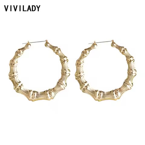 VIVILADY Hot Larger Bamboo Hoop Earrings Women Basketball Wives Summer Spring Autumn Fashion Jewelry Girl Bijoux Accessory Gifts https://tinyurl.com/2xnk2ved