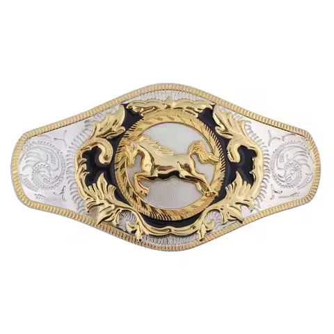 Golden Horse Buckle Super Large Double Color Alloy Belt Accessories https://tinyurl.com/24utbng6