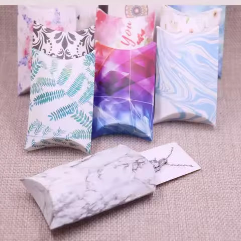 24pcs/1lot Wholesale Pillow Shape Jewelry&necklace&Earring DIsplay Box original designs flower pattern Gift box 20X55X80mm https://tinyurl.com/28qp394s