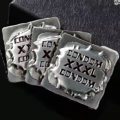 Metal Stainless Steel Silver Black Color Flavor Condom XXXL Shaped Belt Buckle Men’s Jeans Decorative Accessories Holiday Gifts https://tinyurl.com/26ov3bby