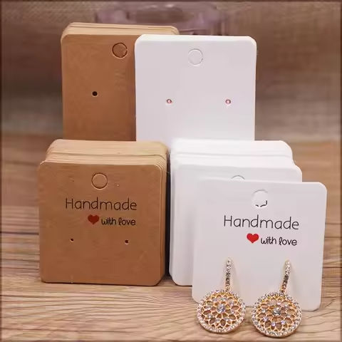 50pcPaper earrring Handmade style earring card 5x5cm/3x3cm /5x9cm /5×6.5cm /5x7cm brown /white DIY Jewelry package  card https://tinyurl.com/22pfhxtf
