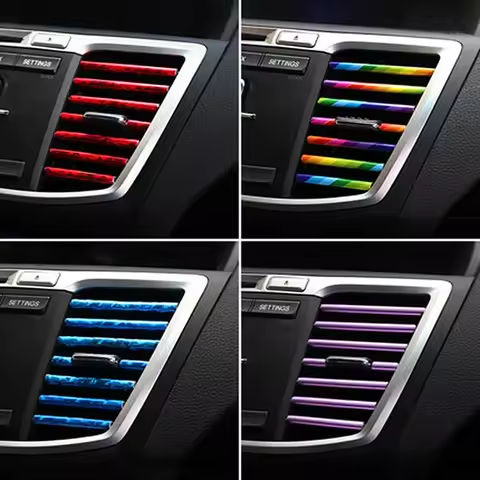 10 Pcs Colorful Car Accessories DIY Car Interior Air Conditioner Outlet Vent Grille Chrome Decoration Strip Silvery Car styling https://tinyurl.com/25mpej99
