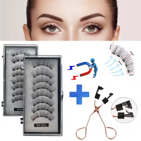 2 Pairs 3D Natural Magnetic Eyelashes ,With 5 Magnetic Lashes Handmade Reusable Magnetic False Eyelashes Support Drop Shipping https://tinyurl.com/2a9sulbq