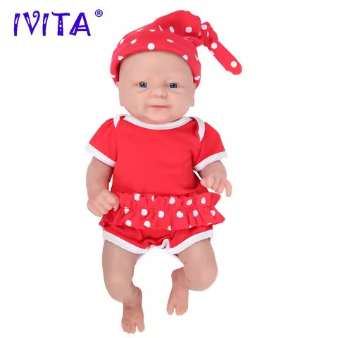 IVITA WG1512 36cm 1.65kg Full Body Silicone Bebe Reborn Doll with 3 Colors Eye Realistic Girl Baby Toy for Children with Clothes https://tinyurl.com/2xjepwmn