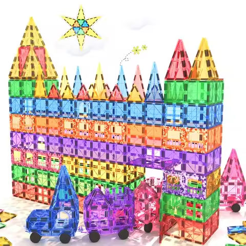 100PCS Magnetic Tiles STEM Building Toys Set with 2 Cars, Sensory Stacking Magnetic Blocks for Toddlers & Kids https://tinyurl.com/262o48vs