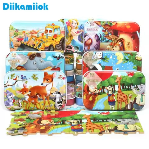 1pc 60piece Jigsaw Puzzle for Kids Educational Toys Children Cartoon Animal Puzzles Intellectual Development Montessori Games https://tinyurl.com/2cea6ula