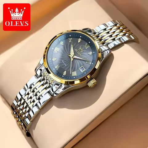 OLEVS Automatic Movement Woman Watch Luxury Stainless Steel Watch for Women Luminous Wrist Watch Clock Mechanical Women’s Watch https://tinyurl.com/25c3w9hp