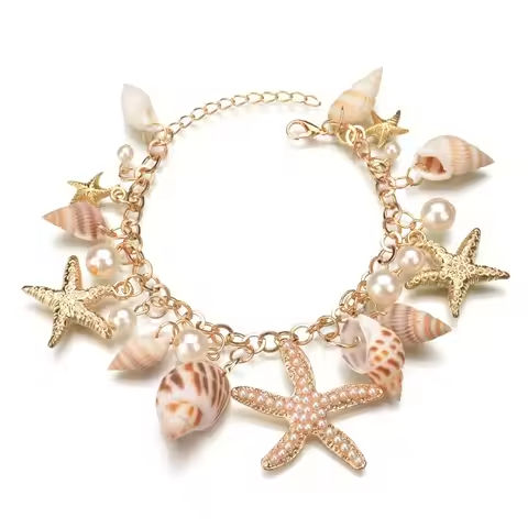 Bohemian Beach Style Bracelet For Women Starfish Shell Charm Bangle Girls Summer Fashion Jewelry Accessories https://tinyurl.com/29psnyuj