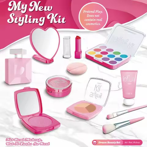 Play Makeup Toys, Simulated Cosmetics Fake Makeup Set Lipstick Powder Blusher Not Real Makeup for Girl Gifts https://tinyurl.com/296uwwce