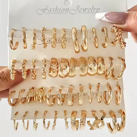 24-Pair Vintage-Inspired Small Hoop Earring Set for Women Elegant Geometric Iron Ear Ornaments for Daily Wear Gifts 2024 Jewelry https://tinyurl.com/2ylc8bsm
