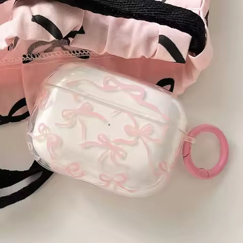 Pink Bow Case for Airpods 1/2/3/4 Soft Protective Case Bluetooth Wireless Earphone Cover for Airpods Pro 2 Case with Keyring https://tinyurl.com/2axgybe3