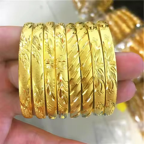 Plated Color 24K Real Gold 18K Bracelet 3D Hard Gold Plated K Gold Ornament Women’s Fight Bracelet Push-Pull Wedding Jewelry https://tinyurl.com/22mjx3af