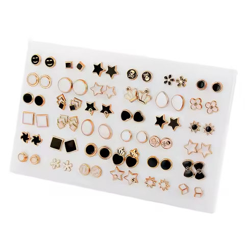 36Pairs Mixed Styles White Black Enamel Geometric Animal Plastic Stud Earrings Set For Women Girls Jewelry Gifts https://tinyurl.com/27fp9vmq