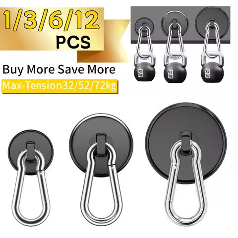 Magnetic Hooks Heavy Duty Black Magnet Hooks with Swiveling Carabiner for Hanging Refrigerator Strong Large Neodymium Magnet https://tinyurl.com/2bhpymut