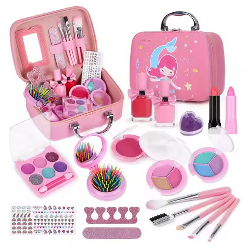 Girls Real Makeup Kit Washable Princess Play Makeup Set Kids Toys Safe Non Toxic Girls Pretend Play Birthday for Kids Gifts https://tinyurl.com/2ckjasb3