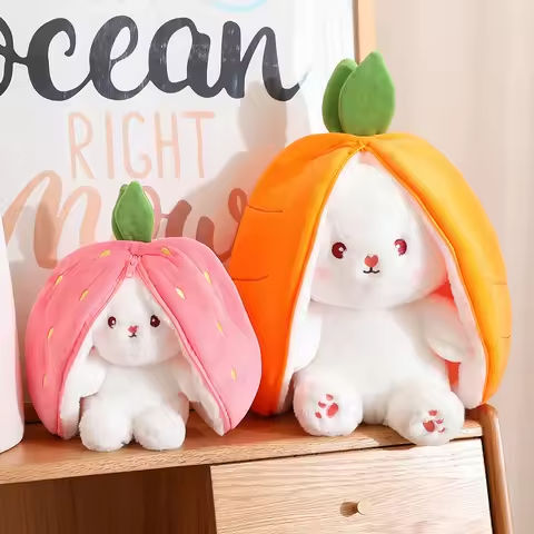 Easter Bunny Plush Reversible Carrot Strawberry Bunny Plush Toy Pillow Bunny With Zipper Birthday Gift For Boys Girls Kids Doll https://tinyurl.com/2dftlgsd