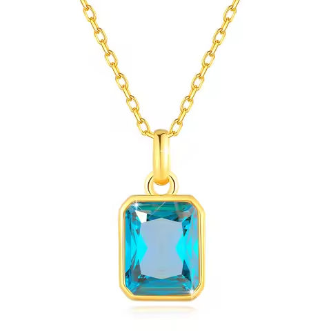 100% Real 18k Gold Necklace Pendant Women 8*10mm Blue Stone AU750 K Gold Jewelry With Certificate Wedding Anniversary Gift Sale https://tinyurl.com/2d5mr3xy