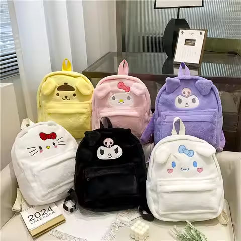 New Sanrio Cartoon Lovely Plush Backpack Cinnamoroll Kuromi Girl Heart Large Capacity My Melody Shoulders Bag Kid Christmas Gift https://tinyurl.com/2aokwdaq