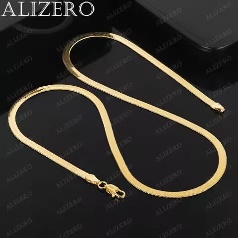 ALIZERO 18K Gold 4mm Flat Chain Necklaces 18/20/22/24 Inches Women Men Fashion Hip Hop Blade Chain Fine Jewelry Wholesale https://tinyurl.com/2cz2bfyc