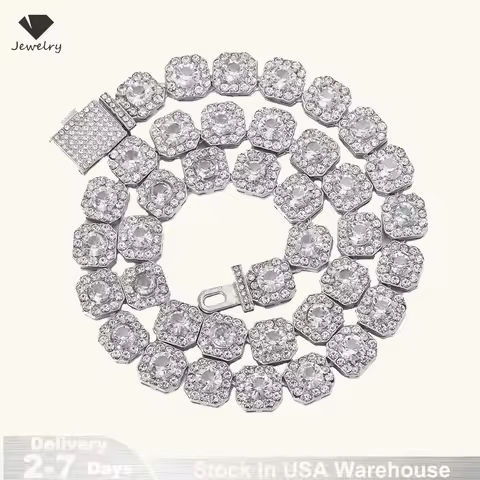 Square Zircon Tennis Chain Men Necklace Real 14K Gold Plated Hip Hop Rock Street Jewelry Iced Out Charms Shipping from USA https://tinyurl.com/27ktr866