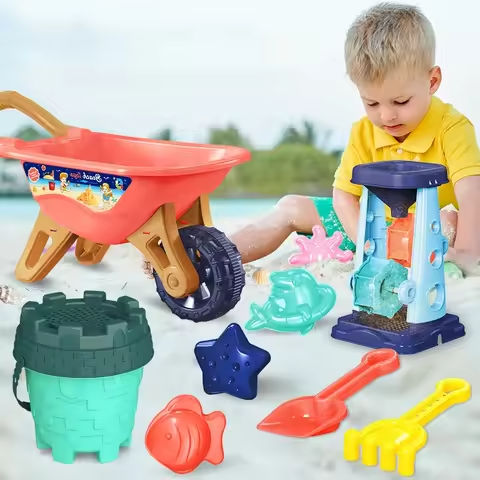 Children Beach Sand Play Tool Set Sand Bucket Sieve Funnel Sand Shovel Sand Wagon Watering Can Summer Outdoor Toys for Kids https://tinyurl.com/297zp8dn