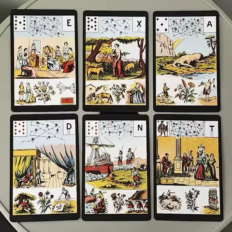9*6cm Printed on 350GSM Double Embossed Cardstock Grand Jeu De Mlle Lenormand Deck 54 Pcs Lenormand Oracle Cards https://tinyurl.com/26rzym7m