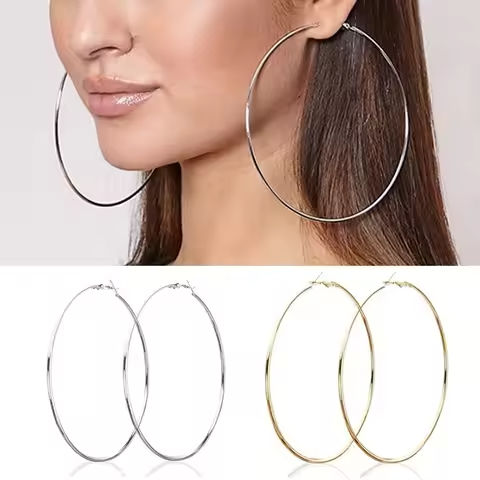 2pcs 30-100mm Small Big Circle Hoop Earrings for Women Men, Stainless Steel Ear Ring Fashion Jewelry Gift Nightclub DJ https://tinyurl.com/2a9jg9ua
