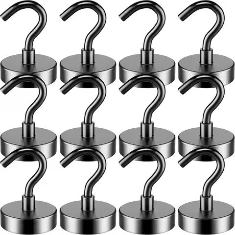12 Pack 50lbs Magnetic Hooks, Heavy Duty Neodymium Magnets with Hook for Hanging Heavy Duty, Super Strong Magnetic Hooks https://tinyurl.com/2a7v2kyx