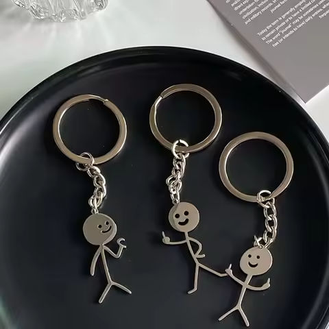 Funny Matchstick Men Keychain Middle Finger Heart to Heart Car Bag Pendant Key Ring Jewelry Couple Friend Gifts Wholesale брелок https://tinyurl.com/2bf6xvzm