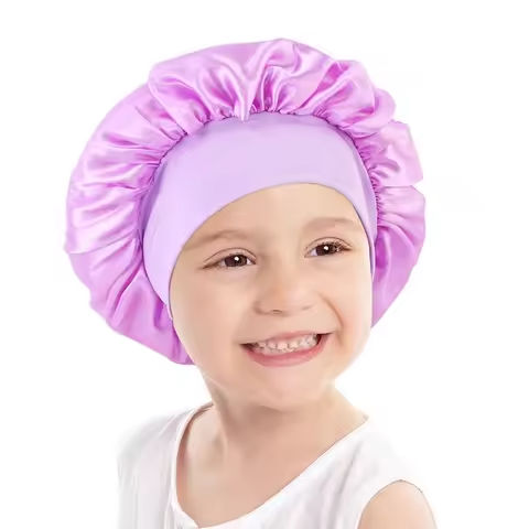 New Kids Girls Boys Satin Night Sleep Cap Wide Band Elastic Turban Headwear Bonnet Hair Care Beanie Nightcap Scarf Bandana https://tinyurl.com/2bexayel