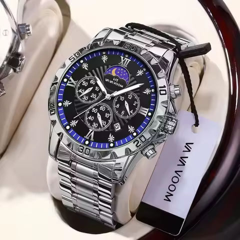 Men Watch US Fast Delivery Multifunctional Luxurious Rhinestone Moonlight Stainless Steel Business Leisure Quartz 1 Set Watches https://tinyurl.com/28hgw6w8