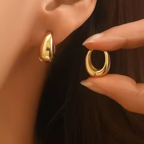 Vintage Chunky Stainless Steel Hoop Earrings For Women Fashion Simple Round Circle Simple Earrings Party Jewelry Holiday Gifts https://tinyurl.com/28x8b6pd