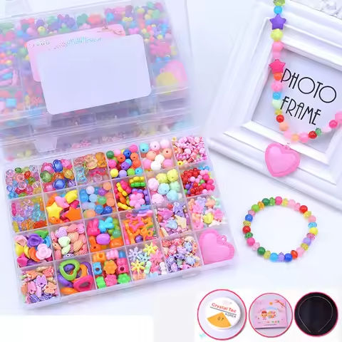 DIY Handmade Beaded Toy with Accessory Set Children Creative 24 Grid Girl Jewelry Making Toys Educational Toys Children Gift https://tinyurl.com/2yozcmj7