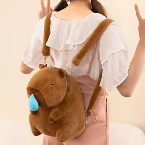 Capybara Plush Backpack With Snot Bubbles Lightweight Cartoon Capybara Shoulders Bag Cute Bookbag Casual Bag For Child https://tinyurl.com/22rwzac2