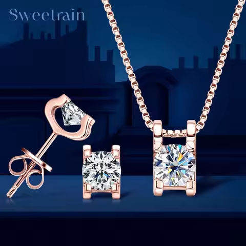 Real 0.5ct Moissanite Jewelry Sets for Women 18K Gold Plated 925 Sterling Silver Earrings Pendant Necklace Set Birthday Gift GRA https://tinyurl.com/26x9w3rq