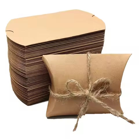 50pcs Kraft Black White Paper Pillow Box For Jewelry Candy Gift Wedding Favor Small Business Packaging Supplies Material https://tinyurl.com/26ov4ukk