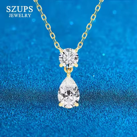 3ct Pear Cut Moissanite Waterdrop Pendant Necklace for Women 18K Gold Plated Choker Chain Fashion Neck Accessories Jewelry https://tinyurl.com/253udpn4