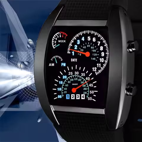 Racing dashboard electronic watch fashion sports aviation LED electronic watch men and women students personalised watch https://tinyurl.com/26mc5jbc