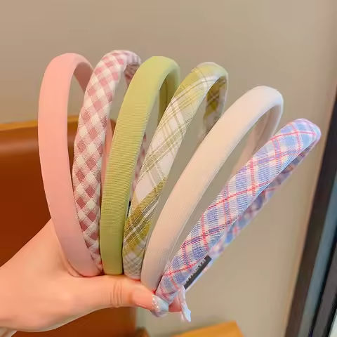1/2/3pcs Spring Summer Women Solid Color Head Hoop Princess Girls Sweet Plaid Cloth Headbands for Children Daily Headpiece https://tinyurl.com/278vanqu