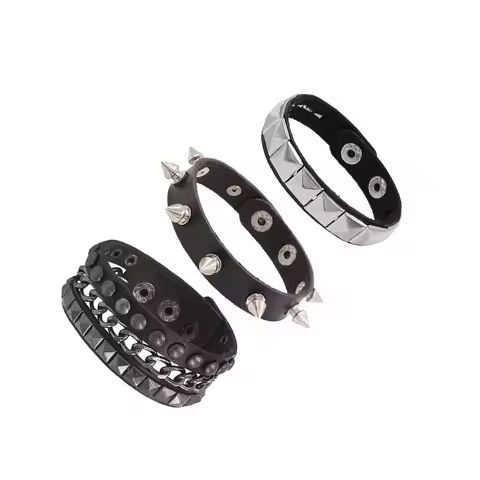 Punk Rock Studded Bracelet Set Spiked Leather Cuff Bracelet for Men Women 80s Wristband Emo Bracelet Adjustable https://tinyurl.com/2225dmde