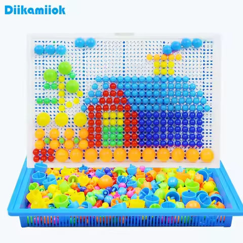 296pcs Mushroom Nail 3D Puzzle Blocks Kids Montessori Games Color Cognition Intellectual Educational Toys for Children Gifts https://tinyurl.com/29uutuy6