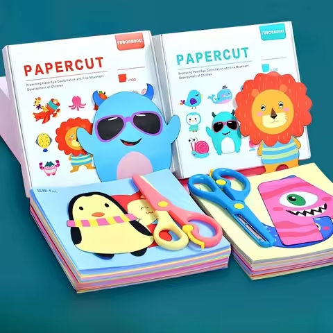 100pcs Kids Cartoon Colorful Paper Cutting Toy Children DIY Handmade Origami Art Craft Set Baby Puzzle Learning Educational Toys https://tinyurl.com/27tj3tuz