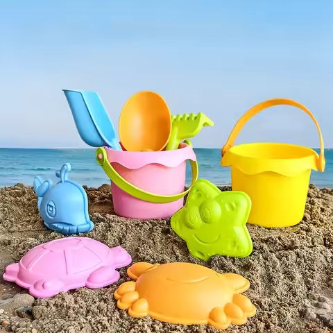 4/8 Piece Beach Toy Set for Kids Soft Rubber Play Sand Tools Sand Bucket Beach Shovel Toy Summer Children Playing with Sand Toys https://tinyurl.com/26yg26fp