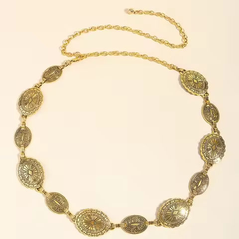 1/2pcs Retro Style WOMEN’S Metal Waist Chain Accessories Decorative Circle Carved Chain Belt High Style Accessories https://tinyurl.com/2bo4bvoe