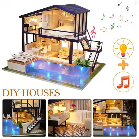 Doll House Kit Mini DIY Cottage Handmade 3D Puzzle Time Apartment Building Toy Home Bedroom Decoration with lights music https://tinyurl.com/252rf9mn