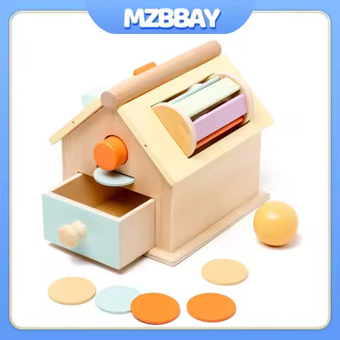 Montessori Wooden Sensory Game Toys 5 in 1 Rainbow Rotate House Children Puzzle Toys Hand-eye Coordination Early Education Toys https://tinyurl.com/2ahxx5fo