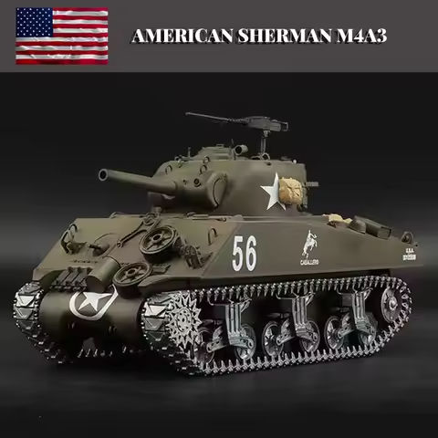 Henglong 3898-1 Metal US M4A3 Main Battle Tank RC Model US Sherman 1:16 Battle Simulation Remote Control Toys Car https://tinyurl.com/2y3yvqx9