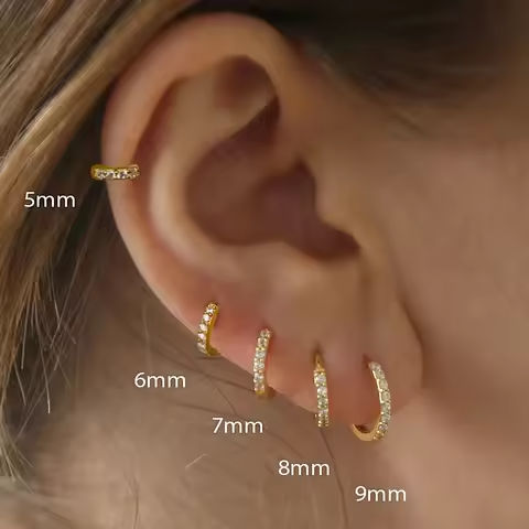 2/6PCS 316L Stainless Steel Minimalist Hoop Earrings Crystal Zirconia Small Cartilage Helix Tragus Piercing Jewelry for Women https://tinyurl.com/2yencj3v