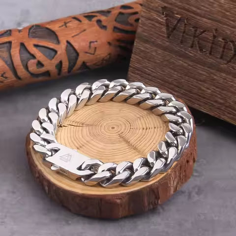 Never Fade Stainless Steel Vikings Bracelets For Men Blank Color Punk Curb Cuban Link Chain Bracelets with gift wooden box https://tinyurl.com/2d9fty5v