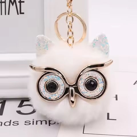 Owl Plush Keychain Cute Fluffy Big Eyes Glitter Charm Bag Pendant Car Animal Women’s Gifts Trinket Best Gift Keyring Accessories https://tinyurl.com/24aq9gcq
